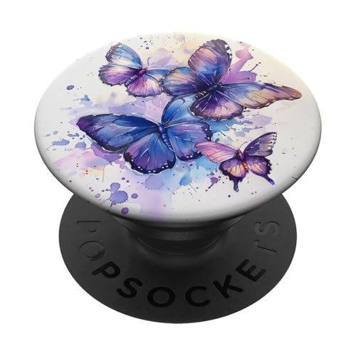 Monarch Butterfly Lila Aquarell PopSockets Klebender PopGrip von Purple Art Butterfly Aestetic