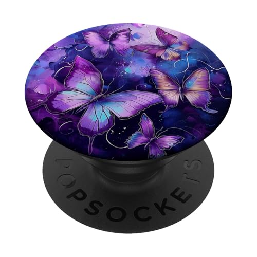 Monatrch Schmetterlingsmuster lila PopSockets Klebender PopGrip von Purple Art Butterfly Aestetic
