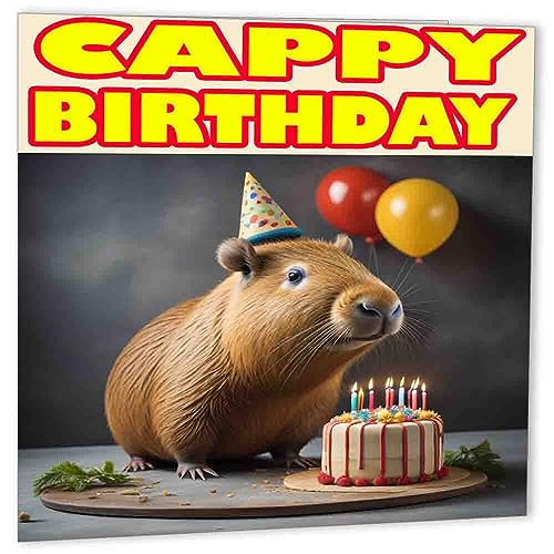 Capybara Geburtstagskarte Capybara Geschenk – Cappy Geburtstag A5 von Purple Fox