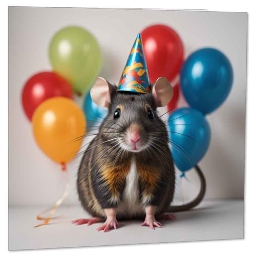 Geburtstagskarte, Motiv: Ratten, 145 x 145 mm von Purple Fox