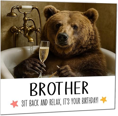 Geburtstagskarte für Bruder, Bär in einer Badewanne, lustiger Bär, Geburtstagskarte für Bruder Geburtstagskarte für Bruder, Bär in einer Badewanne, lustiger Bär, Geburtstagskarte für Bruder von Purple Fox