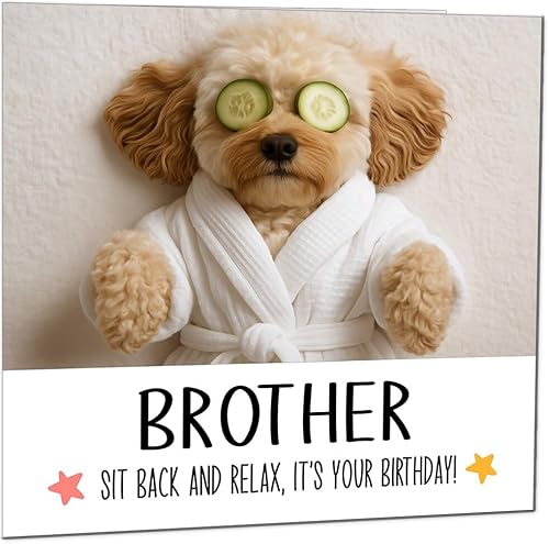 Geburtstagskarte für Bruder – Cavapoo Hund entspannender Spa, niedliche Cavapoo, lustige Geburtstagskarte für Bruder Geburtstagskarte für Bruder – Cavapoo Hund entspannender Spa, niedliche Cavapoo, lustige Geburtstagskarte für Bruder von Purple Fox
