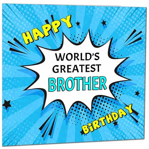 Geburtstagskarte für Bruder – World's Greatest – Comicbuch-Pop-Art-Stil Geburtstagskarte für Bruder von Purple Fox