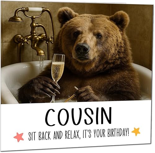 Geburtstagskarte für Cousin, Bär in einer Badewanne, lustiger Bär, Geburtstagskarte für Cousin Geburtstagskarte für Cousin, Bär in einer Badewanne, lustiger Bär, Geburtstagskarte für Cousin von Purple Fox