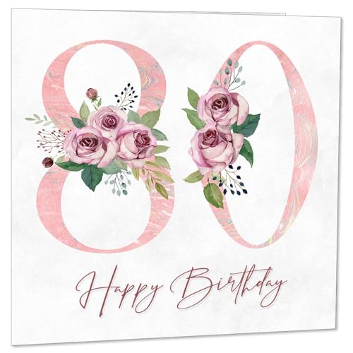 Geburtstagskarte für Frauen – Blumen-Geburtstagskarten für Damen, Mutter, Tante, Schwester, Oma, Freundin, Tochter (80) von Purple Fox