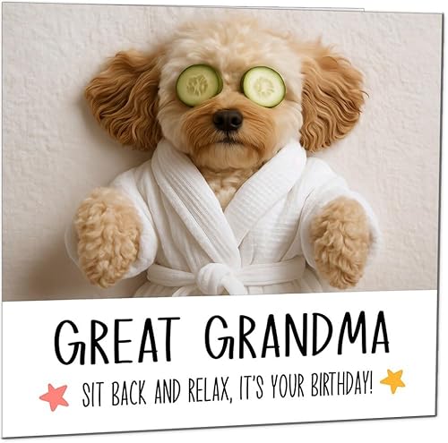 Geburtstagskarte für Großmutter – Cavapoo-Hund entspannender Spa, niedliche Cavapoo-Geburtstagskarte für Urgroßmutter Geburtstagskarte für Großmutter – Cavapoo-Hund entspannender Spa, niedliche Cavapoo-Geburtstagskarte für Urgroßmutter von Purple Fox