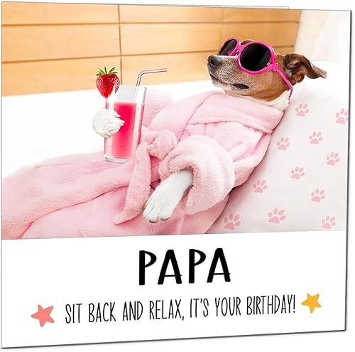 Geburtstagskarte für Papa, lustiger Hund im Spa, entspannend, lustige Geburtstagskarten für Papa Geburtstagskarte für Papa, lustiger Hund im Spa, entspannend, lustige Geburtstagskarten für Papa von Purple Fox