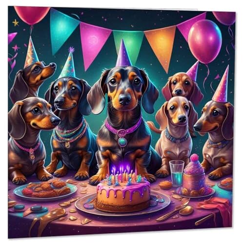 Geburtstagskarte mit Dackel-Motiv, 145 x 145 mm von Purple Fox