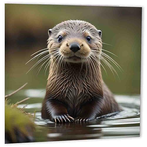 Geburtstagskarte mit Otter-Motiv, niedliche Otter-Grußkarte für Otter-Liebhaber, 150 mm x 150 mm von Purple Fox