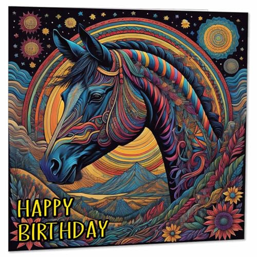 Geburtstagskarte mit Pferden, 145 x 145 mm von Purple Fox