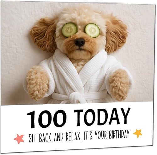 Geburtstagskarte zum 100. Geburtstag – Cavapoo Hund Relaxing Spa Cute Cavapoo Lustige Geburtstagskarte für 100 Jahre alt Hundertsthundert Geburtstagskarte zum 100. Geburtstag – Cavapoo Hund Relaxing Spa Cute Cavapoo Lustige Geburtstagskarte für 100 Jahre alt Hundertsthundert von Purple Fox