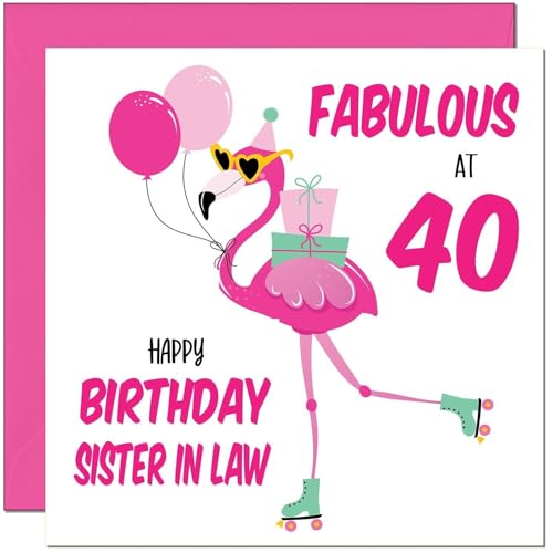 Geburtstagskarte zum 40. Geburtstag für Schwägerschwester – fabelhafter Flamingo – rosa süße Schwägerschwester Geburtstagskarte für 40 Jahre alt 40, vierzig Geburtstagskarte zum 40. Geburtstag für Schwägerschwester – fabelhafter Flamingo – rosa süße Schwägerschwester Geburtstagskarte für 40 Jahre alt 40, vierzig von Purple Fox