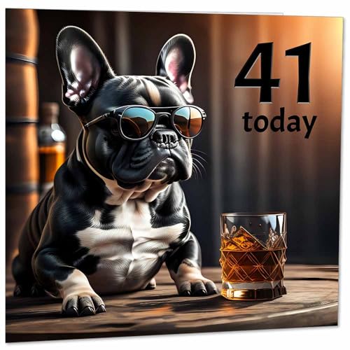 Geburtstagskarte zum 41. Geburtstag – Coole französische Bulldogge – lustige Geburtstagskarte zum 41. Geburtstag für Vater, Herren, Einundvierzig, Großvater, Onkel Geburtstagskarte zum 41. Geburtstag – Coole französische Bulldogge – lustige Geburtstagskarte zum 41. Geburtstag für Vater, Herren, Einundvierzig, Großvater, Onkel von Purple Fox