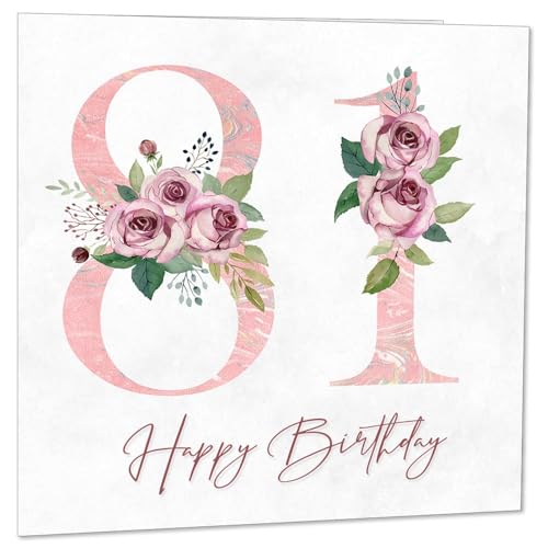 Geburtstagskarte zum 81. Geburtstag für Frauen – Blumenmotiv zum 81. Geburtstag für die 81-jährige Frau, 80 erste Damen, Oma, Mutter, Tante, Schwester, Mutter, Freundin von Purple Fox