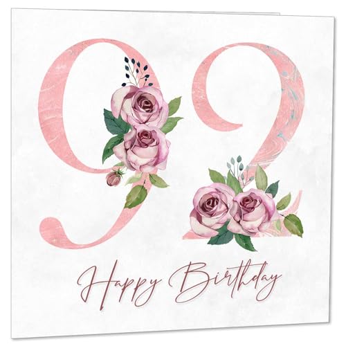 Geburtstagskarte zum 92. Geburtstag für Frauen – florale Geburtstagskarte zum 92. Geburtstag für 92 Jahre alte Frau, Ninety two Ninety Second Ladies Nan Grandma Mum Aunt Sister Mum Friend von Purple Fox