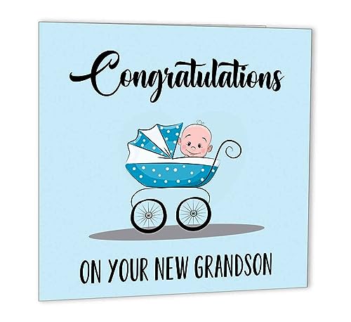 Glückwunschkarte zum neuen Enkelsohn für neue Großeltern, Großvater, Nanny von Purple Fox