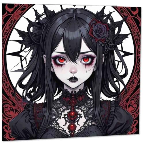 Gothic-Geburtstagskarte – Anime-Gothic-Grußkarte für Mädchen, 145 mm x 145 mm von Purple Fox