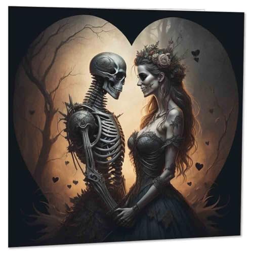 Gothic-Jubiläumskarte – Totenkopf-Gothic-Alternative Valentinskarte, 145 x 145 mm von Purple Fox