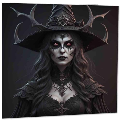 Hexengrußkarte – Gothic Dark Goth Böse Hexe Geburtstagskarte 145 mm x 145 mm von Purple Fox