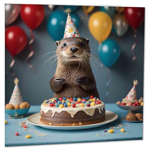 Otter Geburtstagskarte – niedliche Otter-Karte, 145 x 145 mm von Purple Fox
