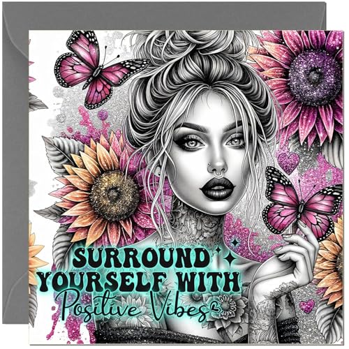 Positivitätskarten für Freunde, Frauen, Damen – Positive Vibes – Pick Me Up inspirierend von Purple Fox