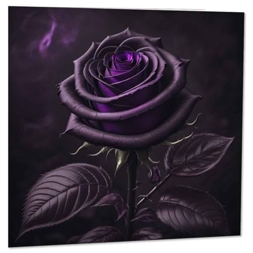 Purple Fox Valentinstagskarte im Gothic-Stil, Schwarz, Violett, Rose, Gothic, 145 x 145 mm, Weiss/opulenter Garten von Purple Fox