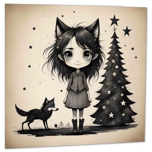 Purple Fox Weihnachtskarte, Gothic-Mädchen, 145 x 145 mm von Purple Fox