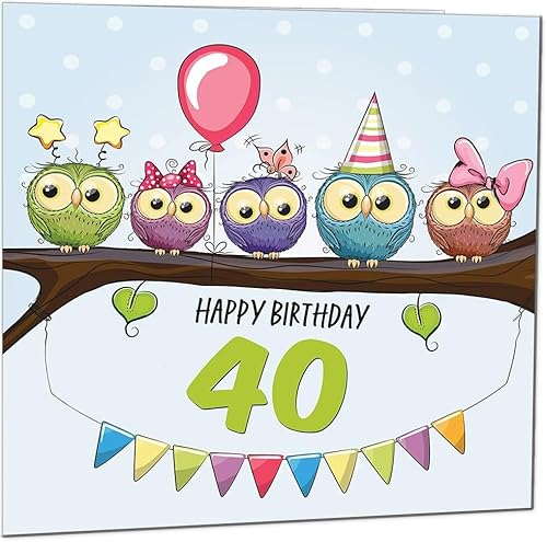 Süße Geburtstagskarte zum 40. Geburtstag, niedliche Vögel im Baum, bezaubernde Geburtstagskarte für 40. Geburtstag, vierzig, 40 Süße Geburtstagskarte zum 40. Geburtstag, niedliche Vögel im Baum, bezaubernde Geburtstagskarte für 40. Geburtstag, vierzig, 40 von Purple Fox