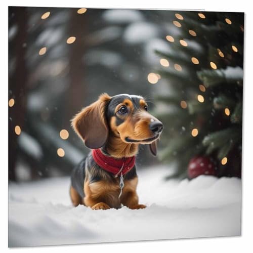 Purple Fox Weihnachtskarte mit Dackel-Motiv, 145 x 145 mm Purple Fox Weihnachtskarte mit Dackel-Motiv, 145 x 145 mm von Purple Fox