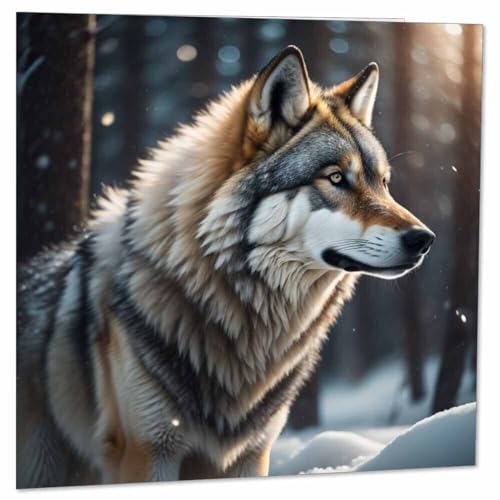 Wolf-Grußkarte – Wolfs-Geburtstagskarte, 145 x 145 mm von Purple Fox