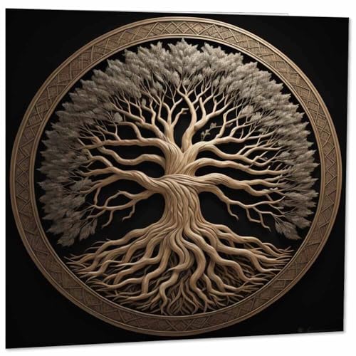 Yggdrasil Grußkarte, Baum des Lebens, 145 mm x 145 mm von Purple Fox