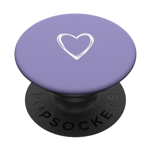 Weiße Liebesherz-Grafik auf violettem Hintergrund PopSockets Klebender PopGrip Weiße Liebesherz-Grafik auf violettem Hintergrund PopSockets Klebender PopGrip von Purple and white Minimalist Hand Drawn Heart