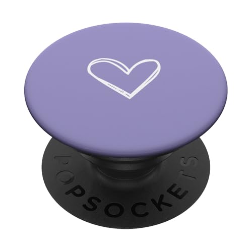 Weiße Liebesherz-Grafik auf violettem Hintergrund PopSockets Klebender PopGrip Weiße Liebesherz-Grafik auf violettem Hintergrund PopSockets Klebender PopGrip von Purple and white Minimalist Hand Drawn Heart