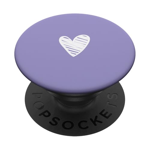 Weiße Liebesherz-Grafik auf violettem Hintergrund PopSockets Klebender PopGrip Weiße Liebesherz-Grafik auf violettem Hintergrund PopSockets Klebender PopGrip von Purple and white Minimalist Hand Drawn Heart