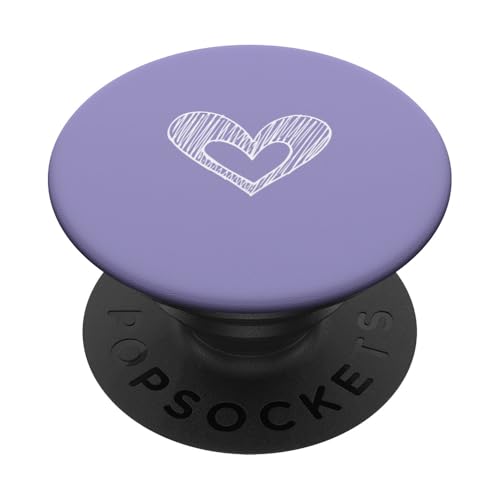Weiße Liebesherz-Grafik auf violettem Hintergrund PopSockets Klebender PopGrip Weiße Liebesherz-Grafik auf violettem Hintergrund PopSockets Klebender PopGrip von Purple and white Minimalist Hand Drawn Heart