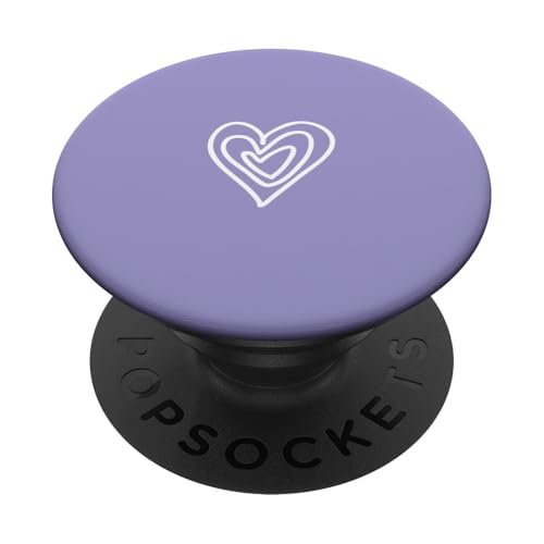 Weiße Liebesherz-Grafik auf violettem Hintergrund PopSockets Klebender PopGrip Weiße Liebesherz-Grafik auf violettem Hintergrund PopSockets Klebender PopGrip von Purple and white Minimalist Hand Drawn Heart