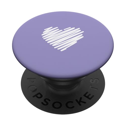 Weiße Liebesherz-Grafik auf violettem Hintergrund PopSockets Klebender PopGrip Weiße Liebesherz-Grafik auf violettem Hintergrund PopSockets Klebender PopGrip von Purple and white Minimalist Hand Drawn Heart