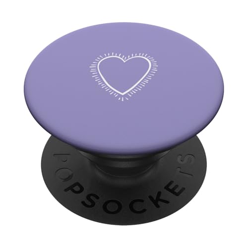 Weiße Liebesherz-Grafik auf violettem Hintergrund PopSockets Klebender PopGrip Weiße Liebesherz-Grafik auf violettem Hintergrund PopSockets Klebender PopGrip von Purple and white Minimalist Hand Drawn Heart