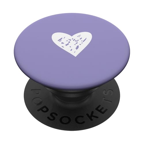 Weiße Liebesherz-Grafik auf violettem Hintergrund PopSockets Klebender PopGrip Weiße Liebesherz-Grafik auf violettem Hintergrund PopSockets Klebender PopGrip von Purple and white Minimalist Hand Drawn Heart