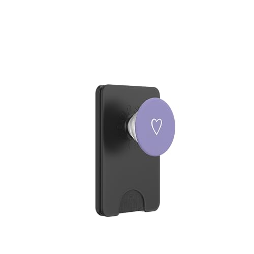 Weiße Liebesherz-Grafik auf violettem Hintergrund PopSockets PopWallet für MagSafe Weiße Liebesherz-Grafik auf violettem Hintergrund PopSockets PopWallet für MagSafe von Purple and white Minimalist Hand Drawn Heart