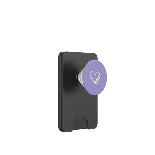 Weiße Liebesherz-Grafik auf violettem Hintergrund PopSockets PopWallet für MagSafe Weiße Liebesherz-Grafik auf violettem Hintergrund PopSockets PopWallet für MagSafe von Purple and white Minimalist Hand Drawn Heart