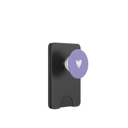 Weiße Liebesherz-Grafik auf violettem Hintergrund PopSockets PopWallet für MagSafe Weiße Liebesherz-Grafik auf violettem Hintergrund PopSockets PopWallet für MagSafe von Purple and white Minimalist Hand Drawn Heart