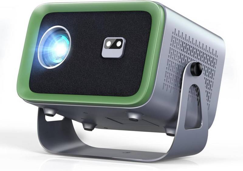 Purshe Autofokus Beamer mit 360° Drehbarem Ständer Portabler Projektor (1920 x 1080 px, 50% Zoom Videoprojektor Heimkino 300'' Display) von Purshe
