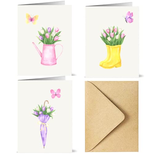 12 Grusskarten mit Umschlag - Innenseite unbeschriftet, für alle Anlässe (Blumen) von Hafeehoo