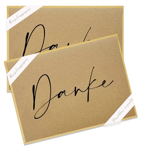Pusteblume Grusskarten 2 x Natur Dankeskarte aus recyceltem Karton mit Umschlägen - Karte Danke (Danke) von Hafeehoo