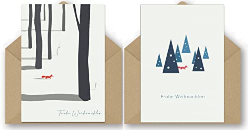 Pusteblume Grusskarten 24 umweltfreundliche Weihnachtskarten – mit zwei verschiedenen Fuchsmotiven von Pusteblume Grusskarten