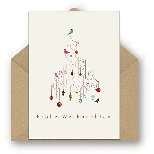 Pusteblume Grusskarten 25/50 recycelte Weihnachtskarten mit Umschlägen – stilvolles Weihnachtsbaum-Design, 25 Stück von Pusteblume Grusskarten