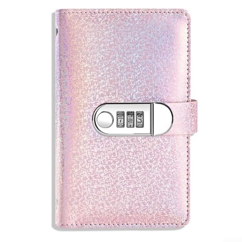 Budgetbuch aus PU-Leder mit Passwortschlössern für einfache Aufbewahrung von Bargeld (Rosa) von Puupaa