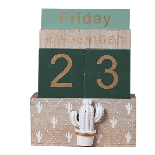Holz für ewigen Kalender, charmantes, rustikales Schreibtisch-Accessoire für Lehrer und Heimbüros (A) von Puupaa