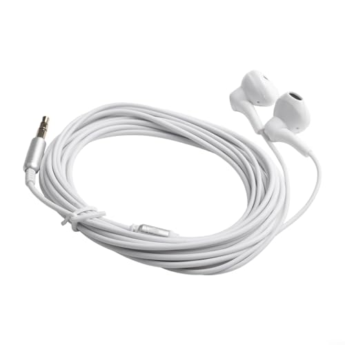 Puupaa Kabelgebundene Kopfhörer, 300 cm lang, In-Ear-Kopfhörer für Streaming, Rundfunk, kompatibel mit Handy, Smartphones, Laptops (weiß) von Puupaa
